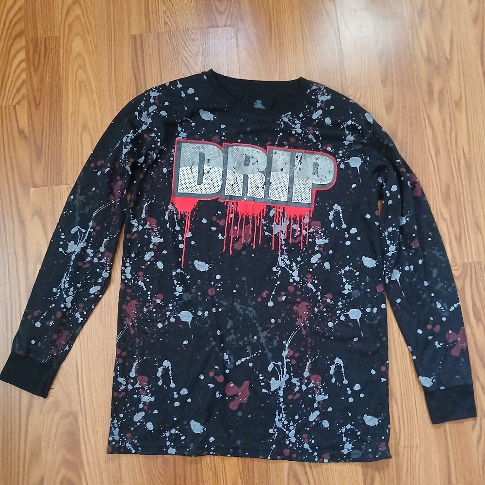 Drip Long Sleeve Tee -‎ Black and Red